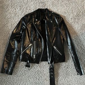 AllSaints Patent Leather Rigby Payton Biker Jacket